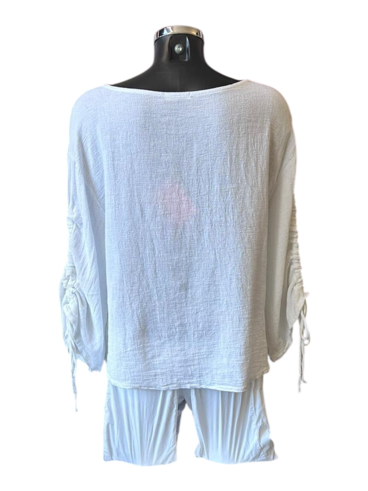 Casey range ruched sleeve top - White