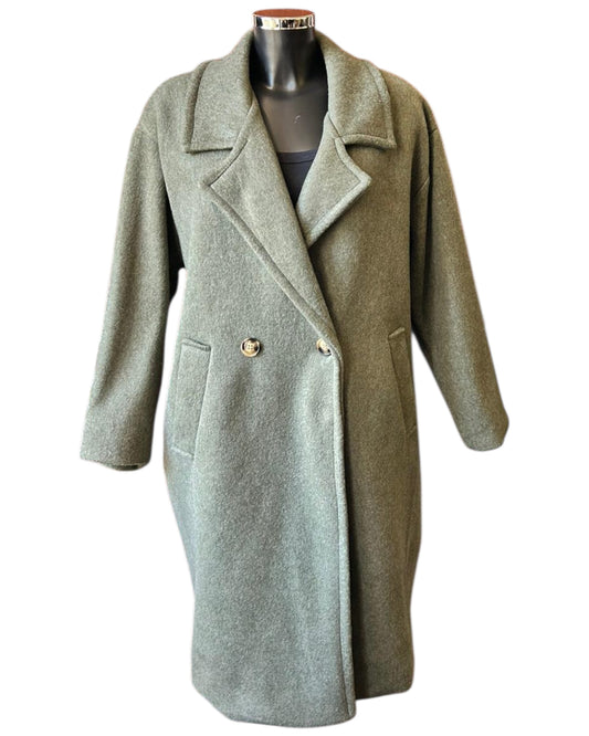 Priscilla wool feel pea coat - Khaki