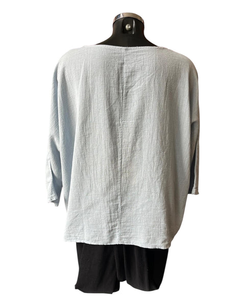 Mia cotton linen mix top - Pale grey