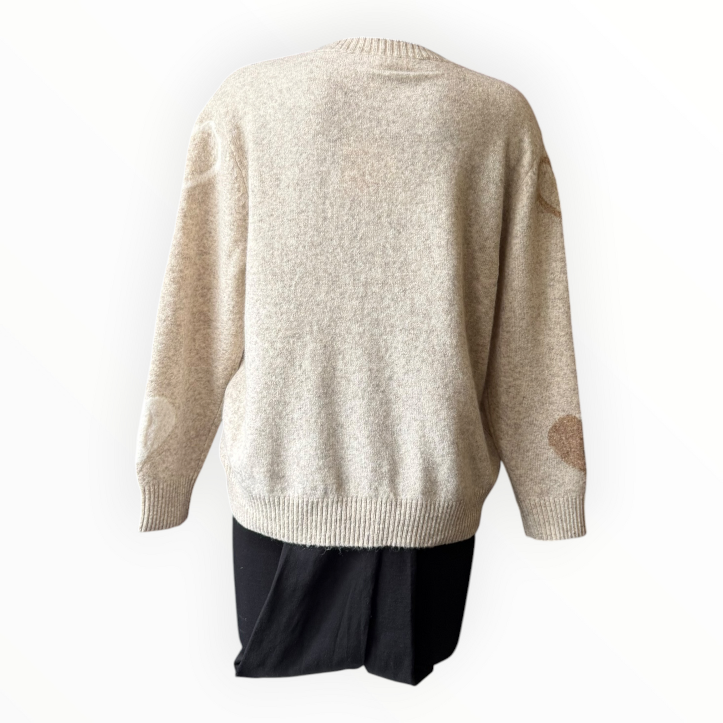Holly heart print knit jumper - Beige