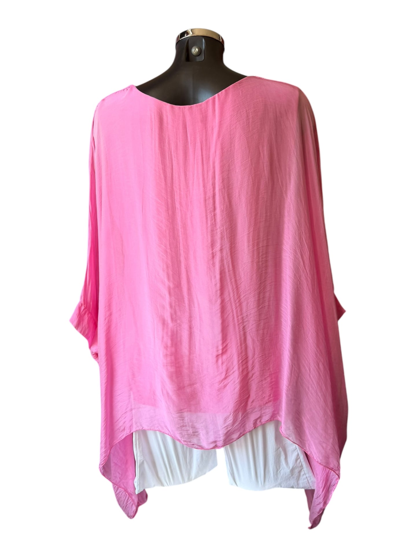 Sasha silk range floaty poncho top - candy pink