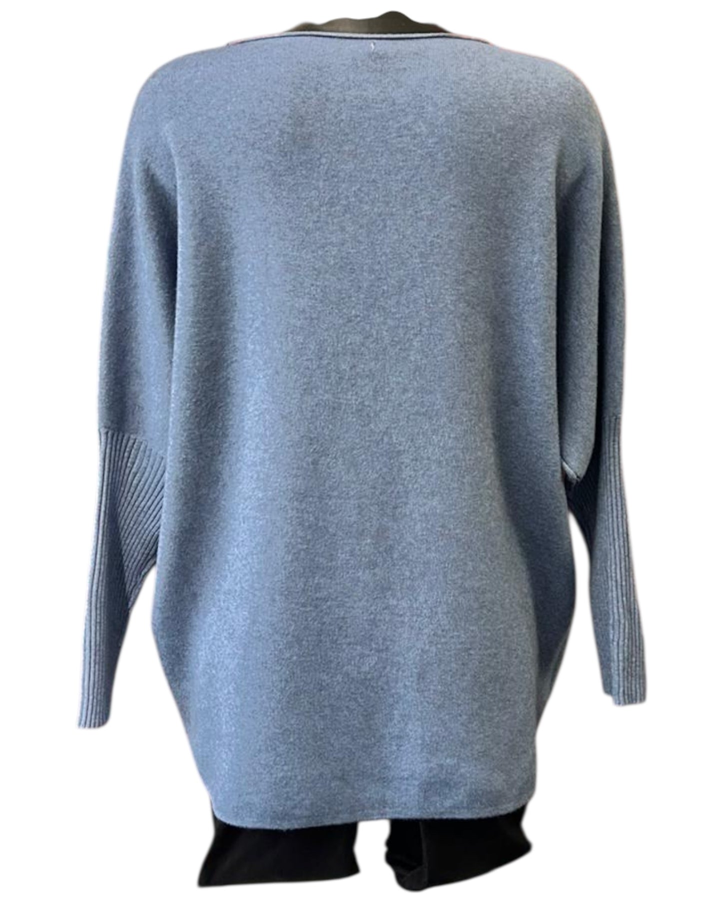 Lyla button side thick knit jumper - Denim