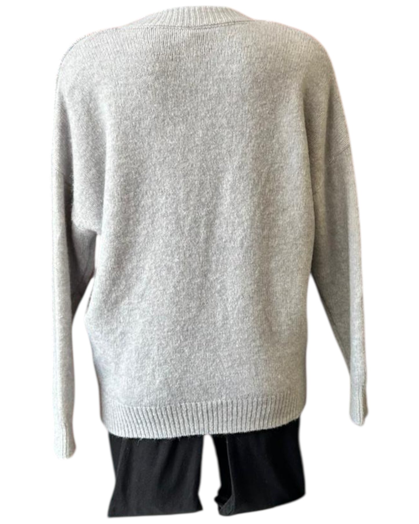 Rosey v neck appliqué flower jumper - Grey