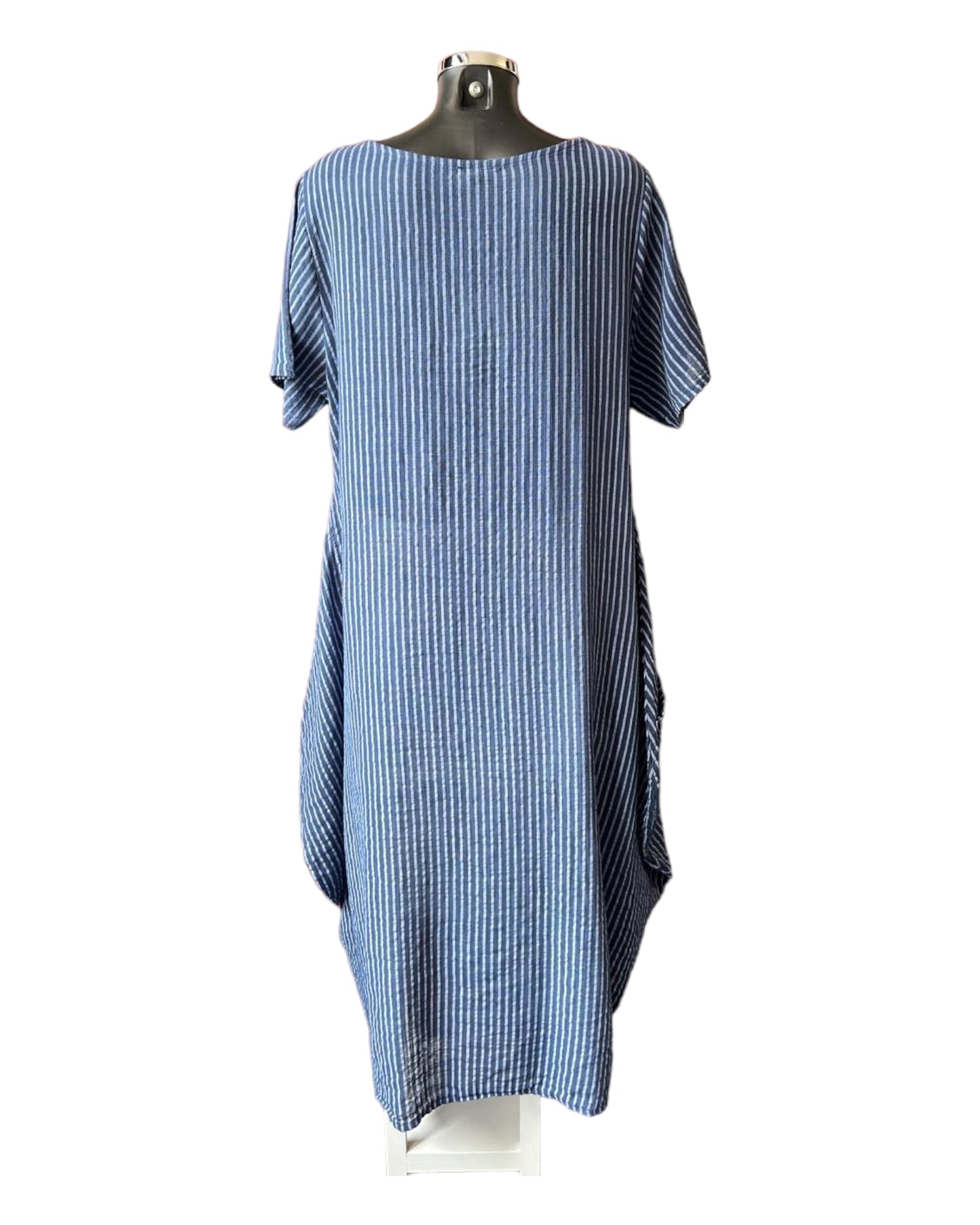 Bonnie striped long cotton dress - Navy