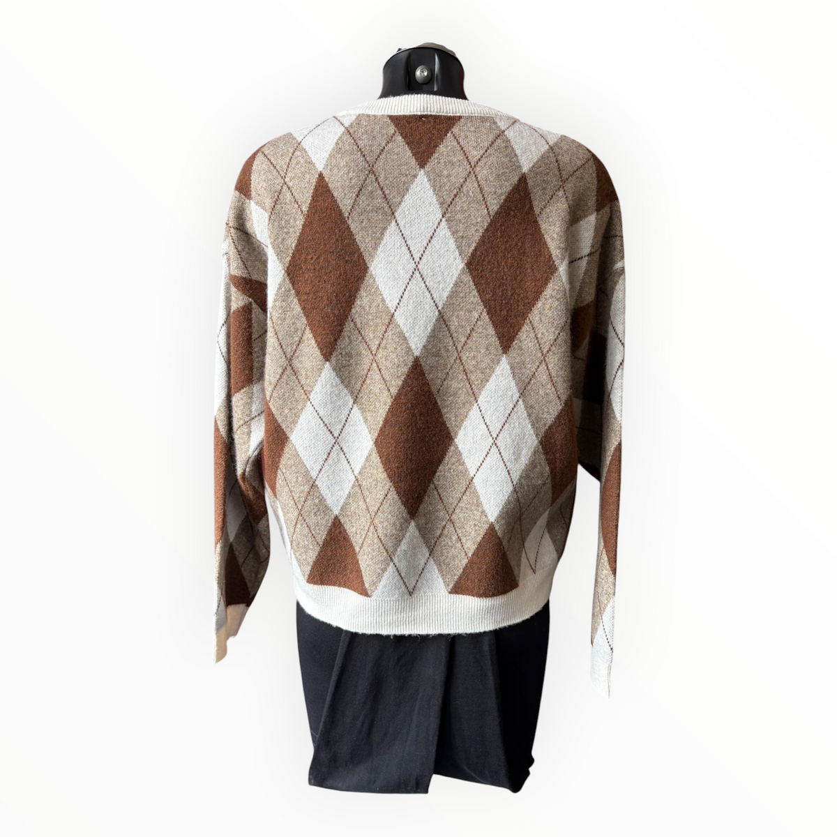 Alice argyle pattern short jumper - Brown mix