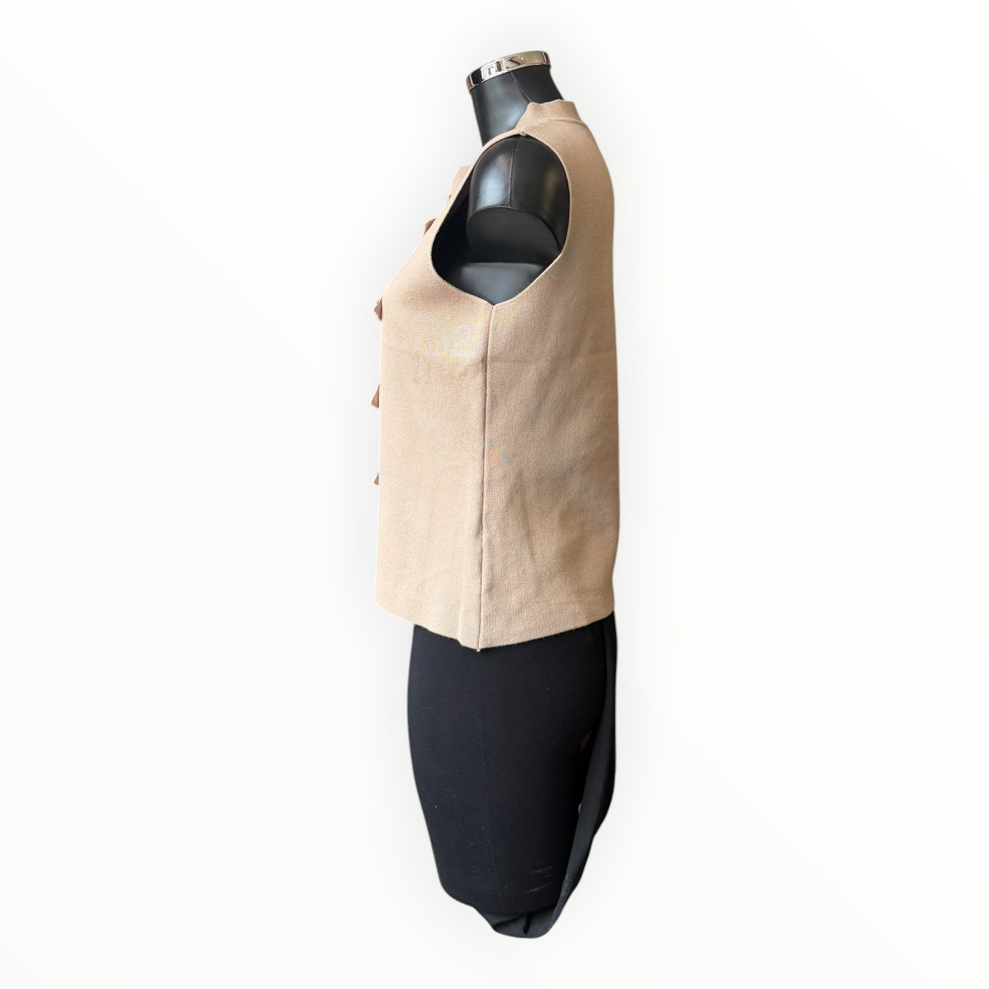 Alanya diagonal button top - Taupe sleeveless