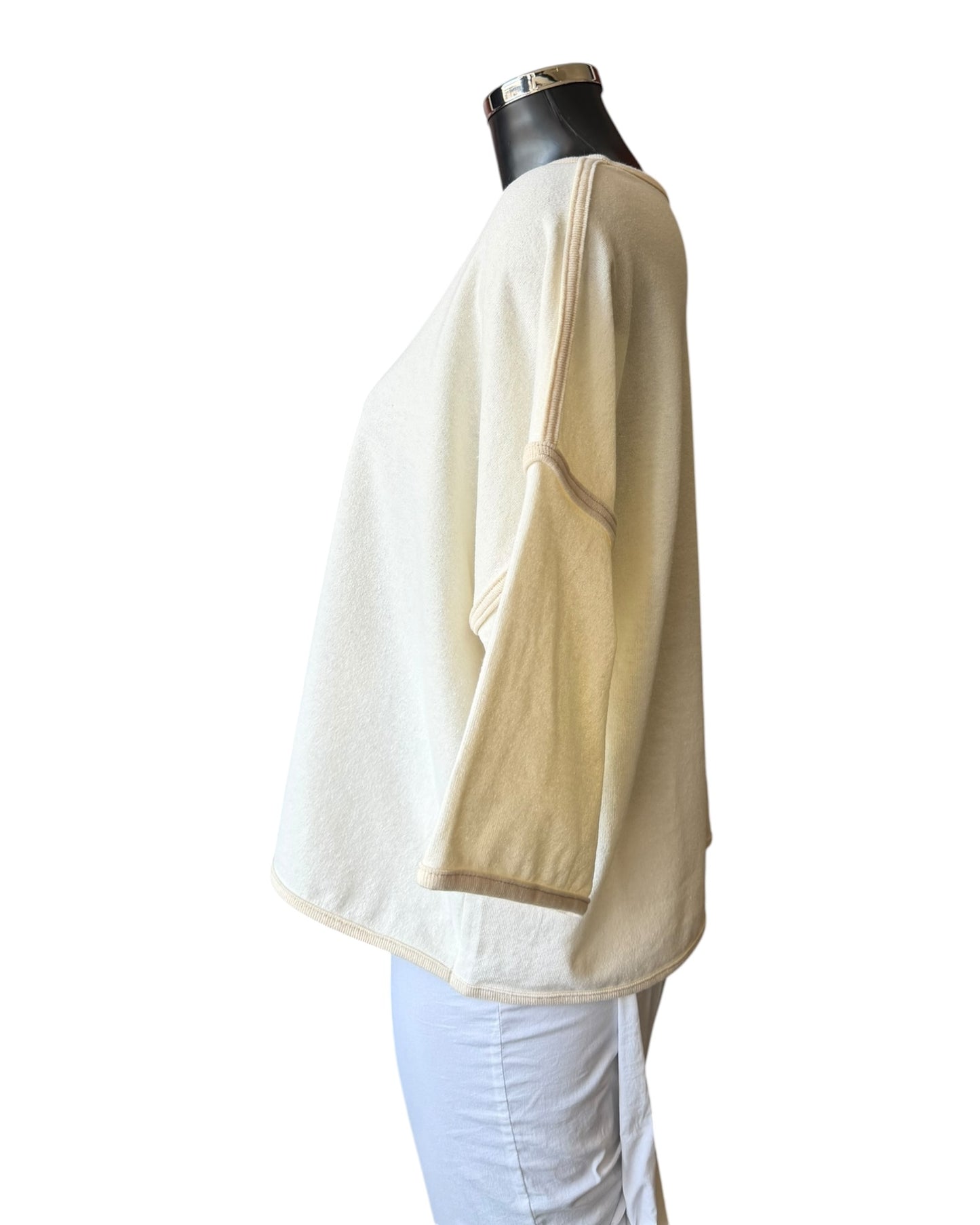 Clara contrast trim top - Beige