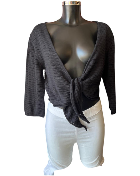 Orientique tie knit shrug - Black
