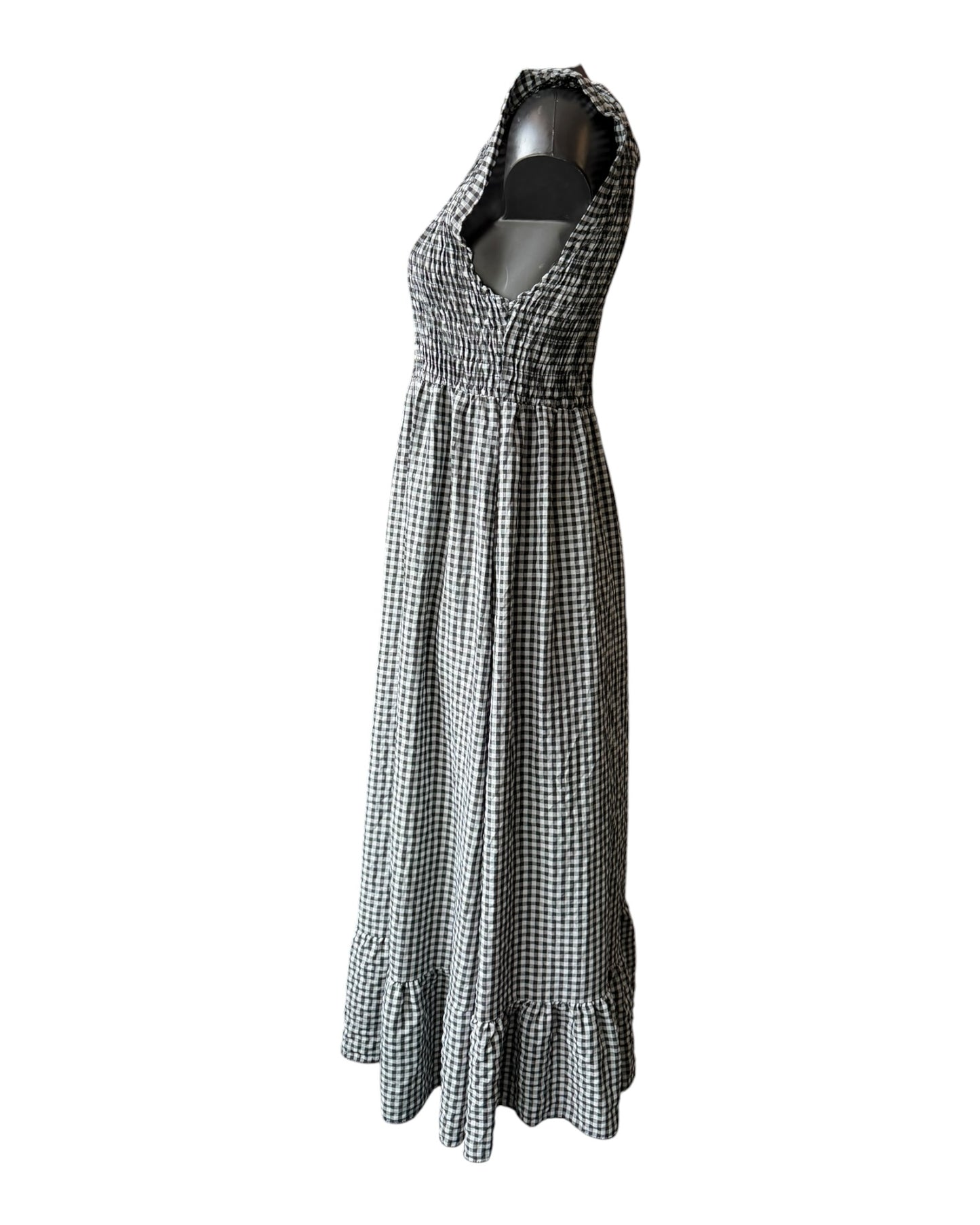 Gia gingham check shirred bust dress - black
