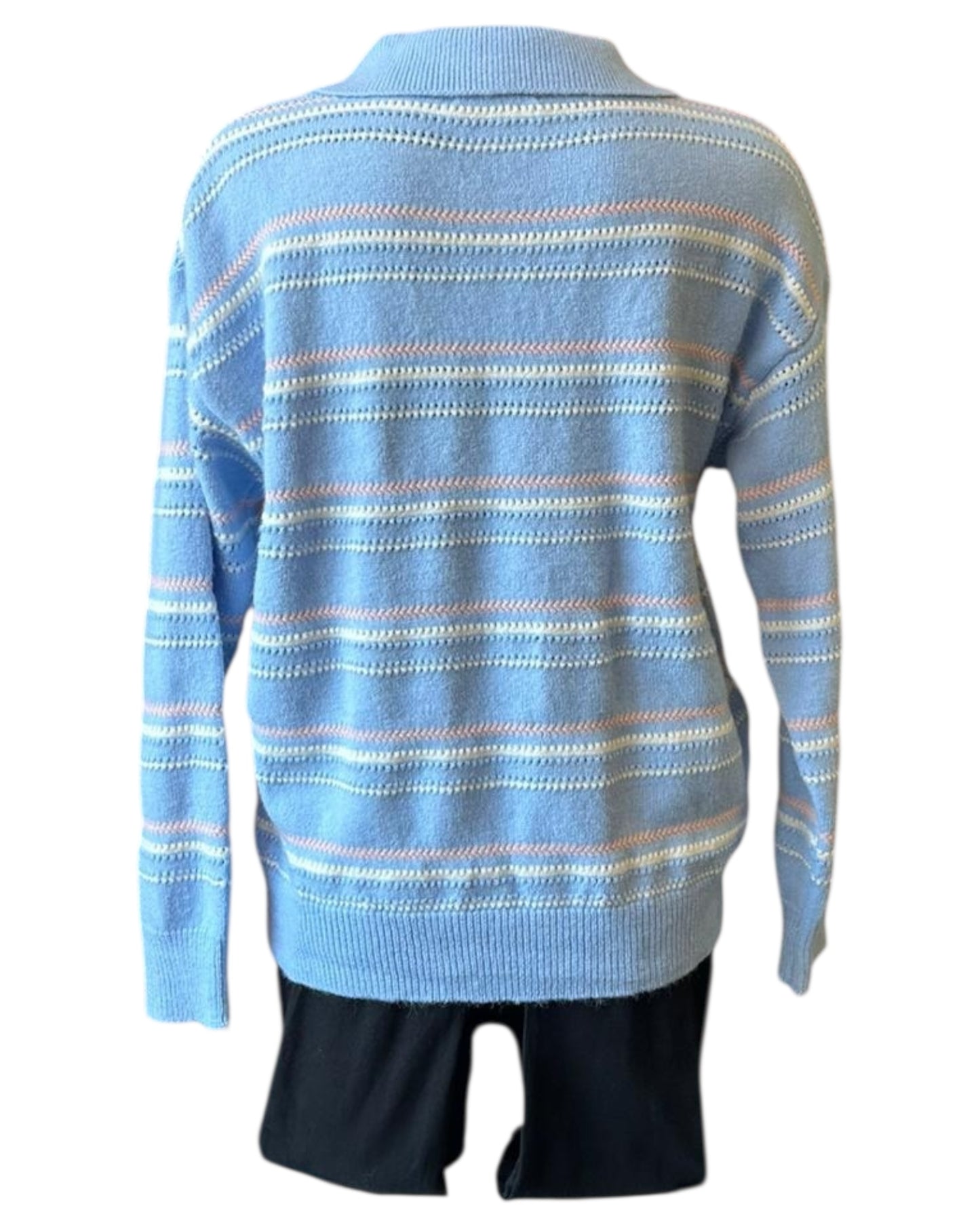 Erica striped crest emblem jumper - Blue