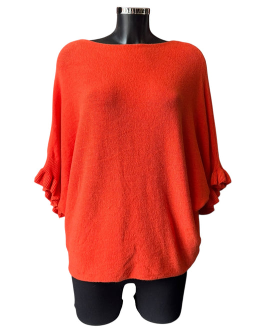 Alissa batwing frill cuff jumper - Orange