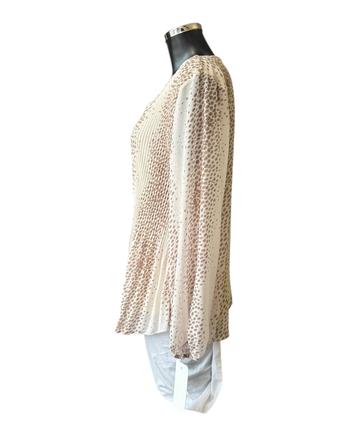 Heidi chiffon pleated spot top - Beige