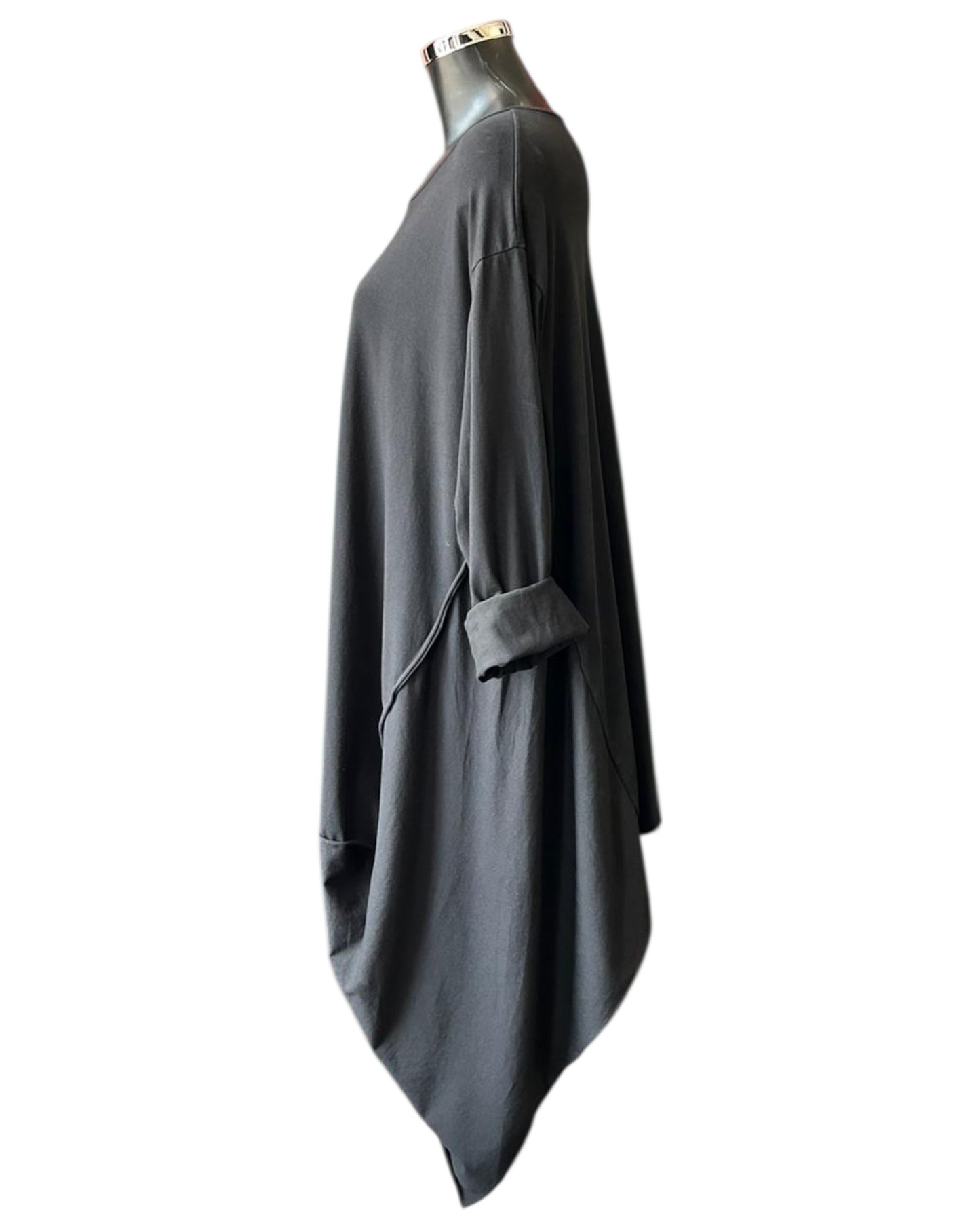 Ronnie dip sides tunic top - Black