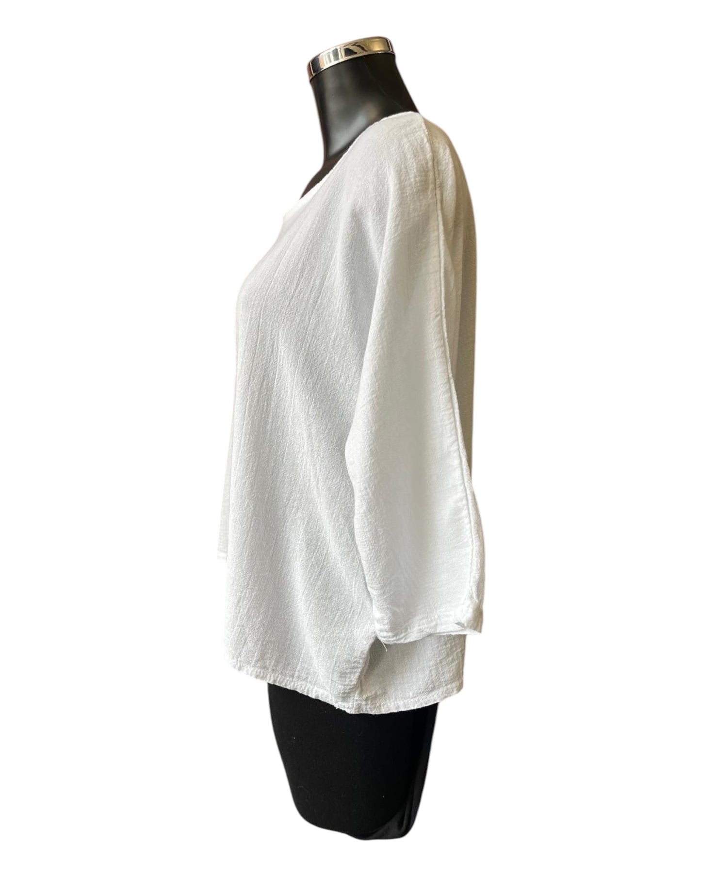 Mia cotton linen mix top - White