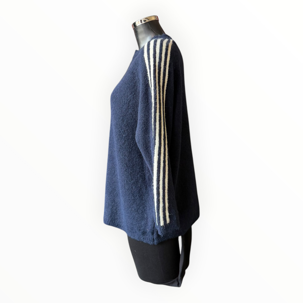 Ada striped arm soft knit jumper - Navy