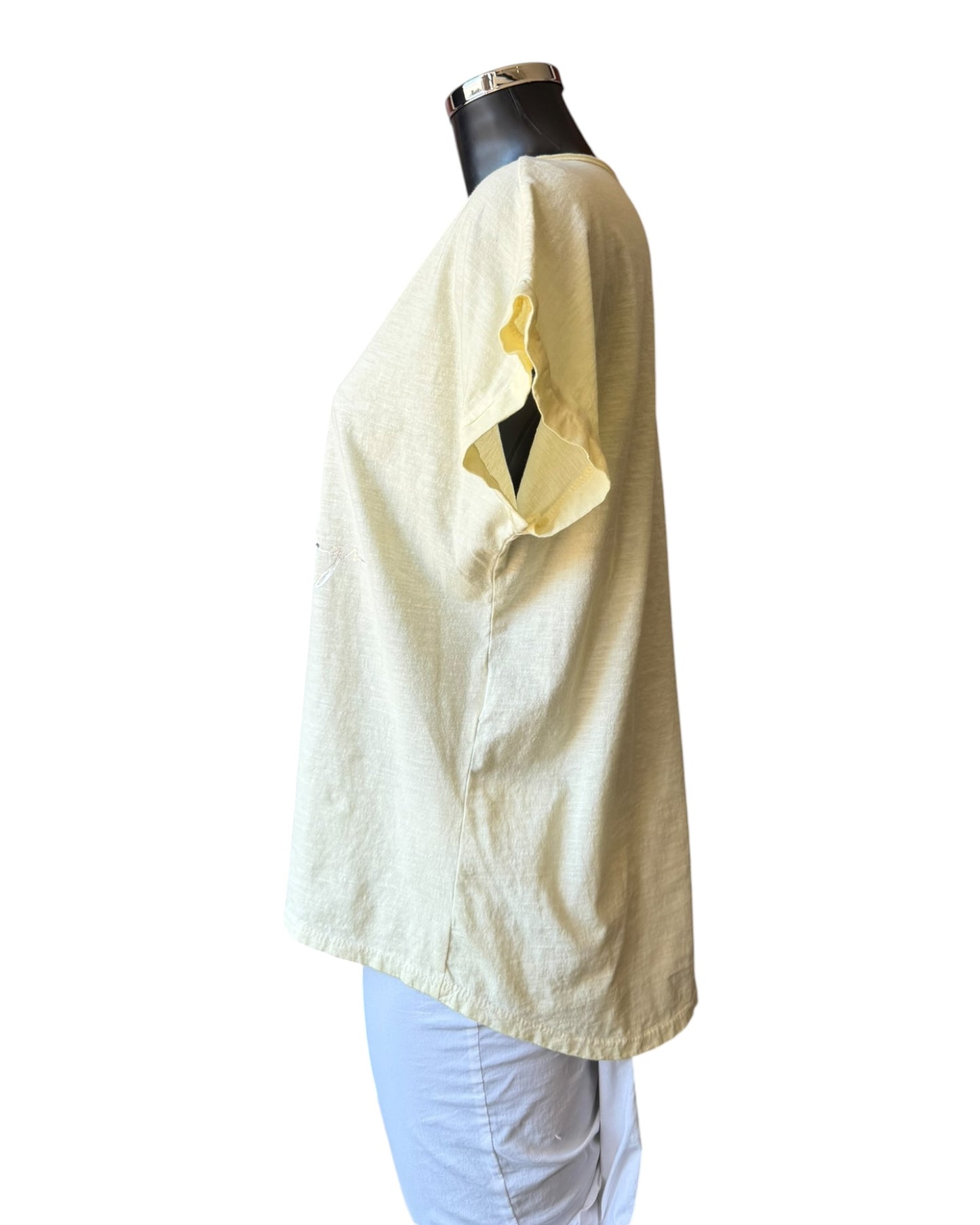 Olivia foil t-shirt v neck star - Lemon