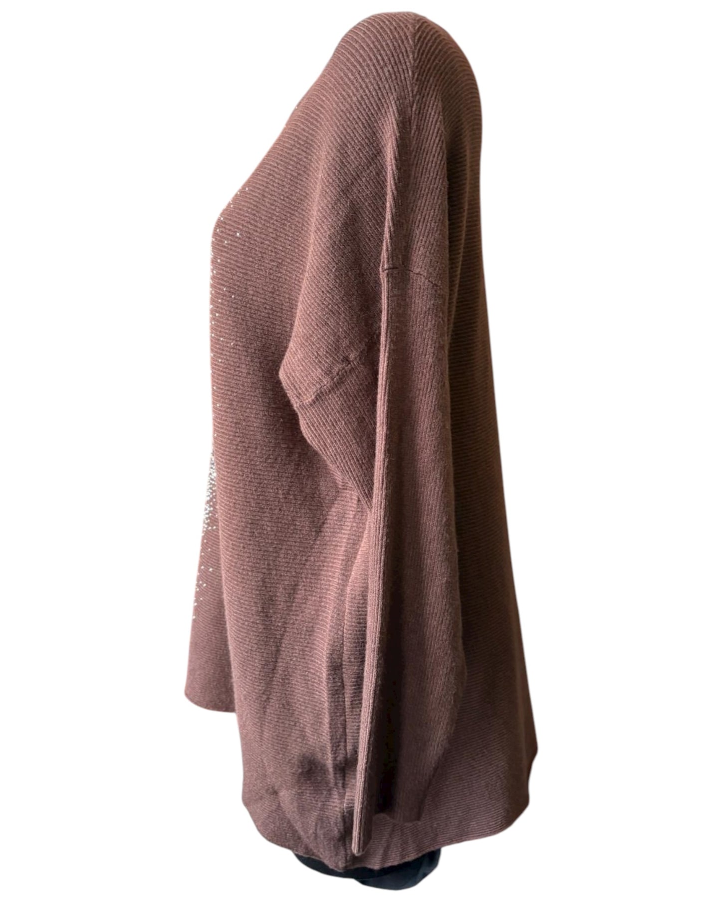 Veronica ribbed sparkle hearts jumper - Chocolate