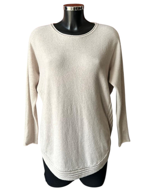 Camilla curved hem soft knitted jumper - Beige