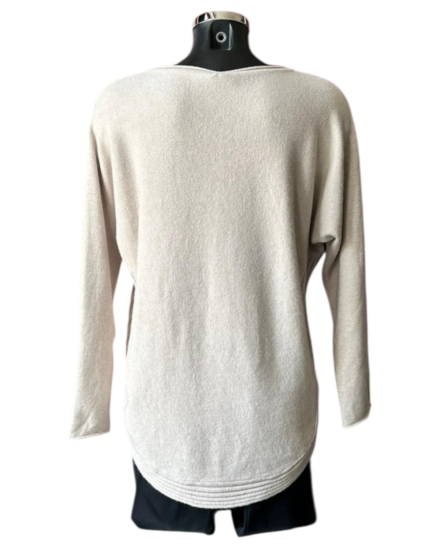 Camilla curved hem soft knitted jumper - Beige