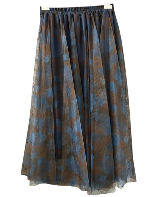 Bella on trend tulle patterned skirt - Teal floral