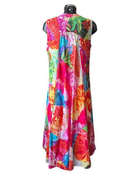 Orientique Jozani v neck gathered print dress