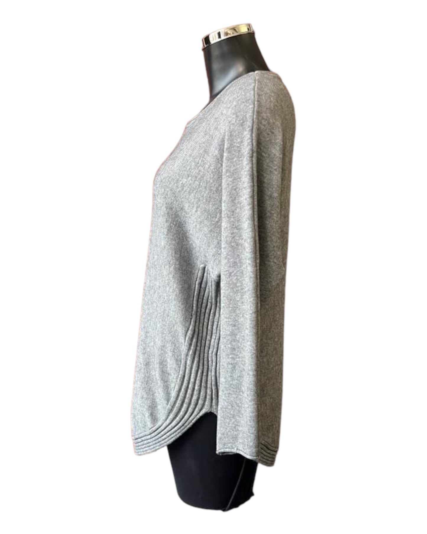 Camilla curved hem soft knitted jumper - Grey