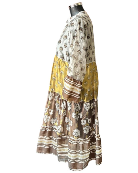 Nancy tiered smock dress - Brown mix