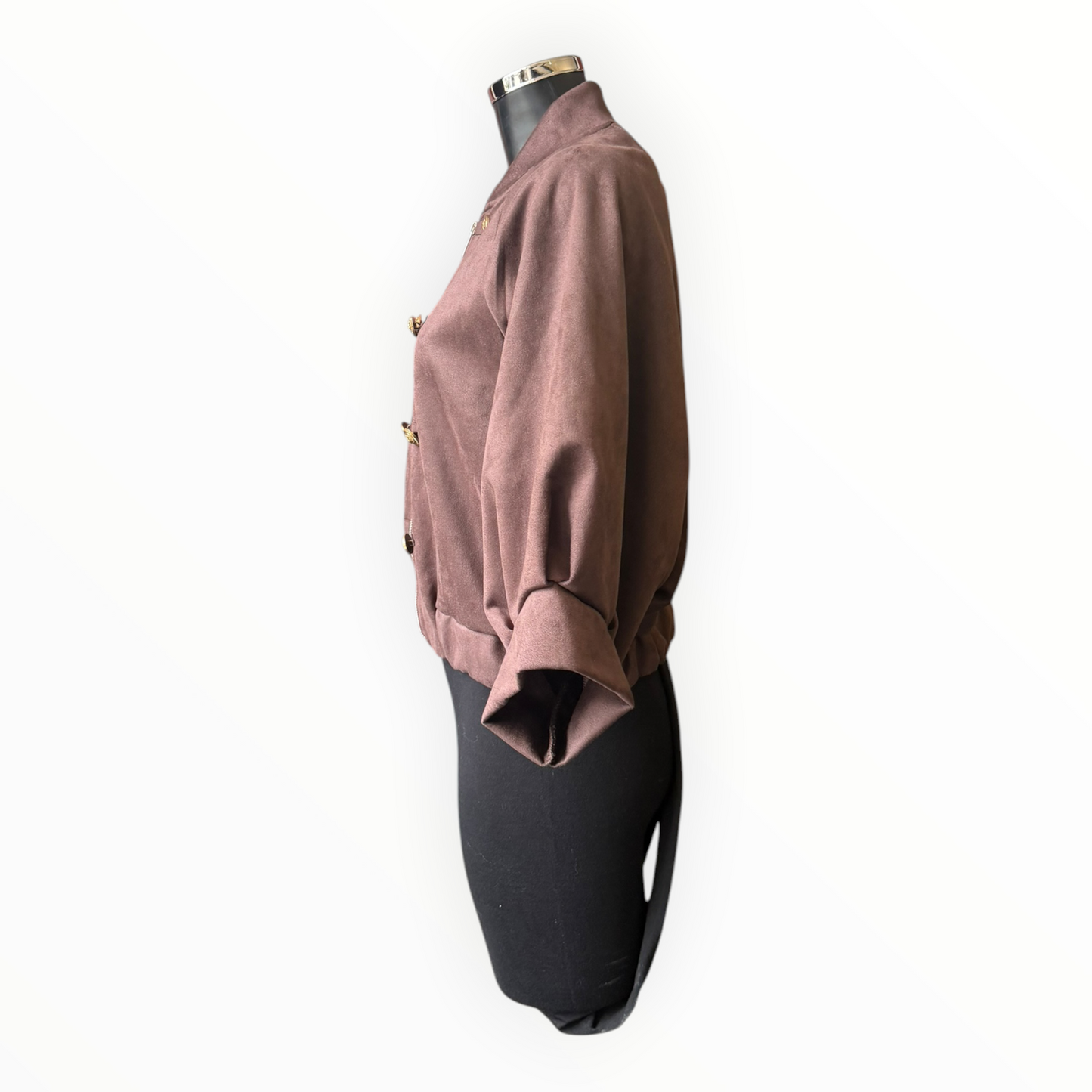 Ellie military style bomber jacket - Chocolate suede feel