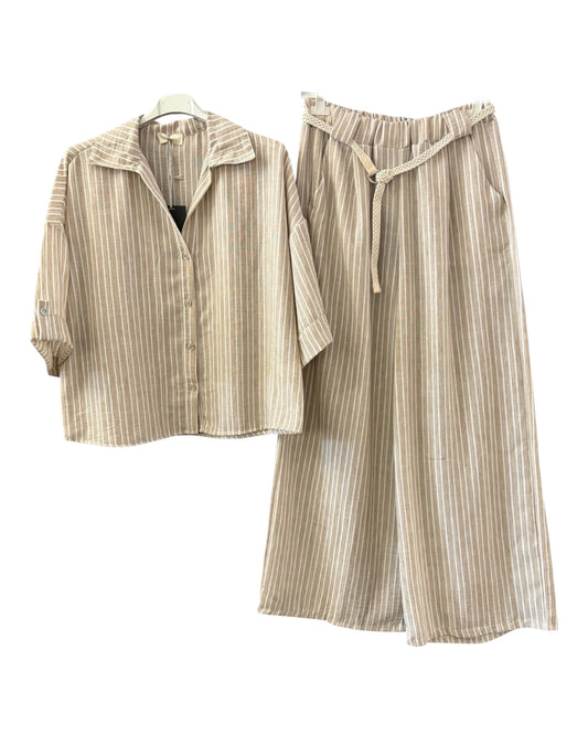 Elona striped co-ord trouser suit - beige