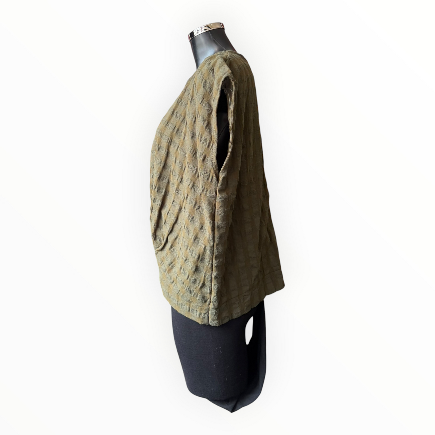 Eliza range checked cap sleeve top - khaki