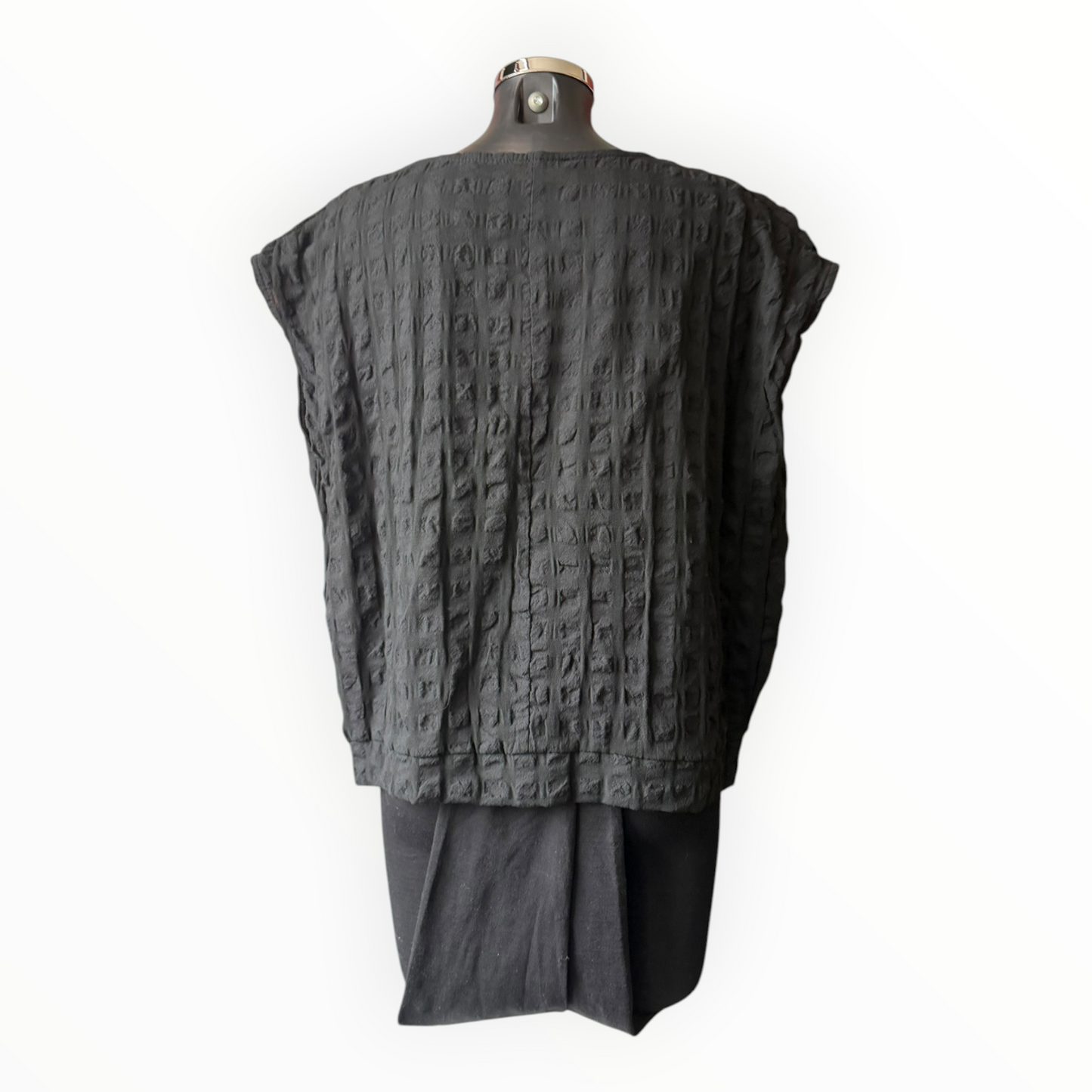 Eliza range checked cap sleeve top - Black
