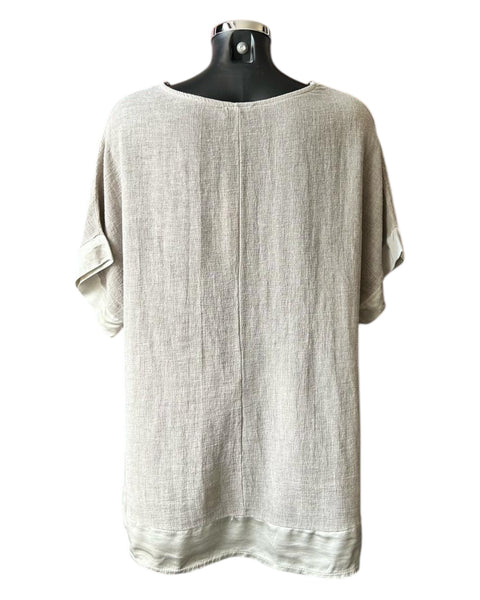 Casey range v neck satin trim top - Mocha