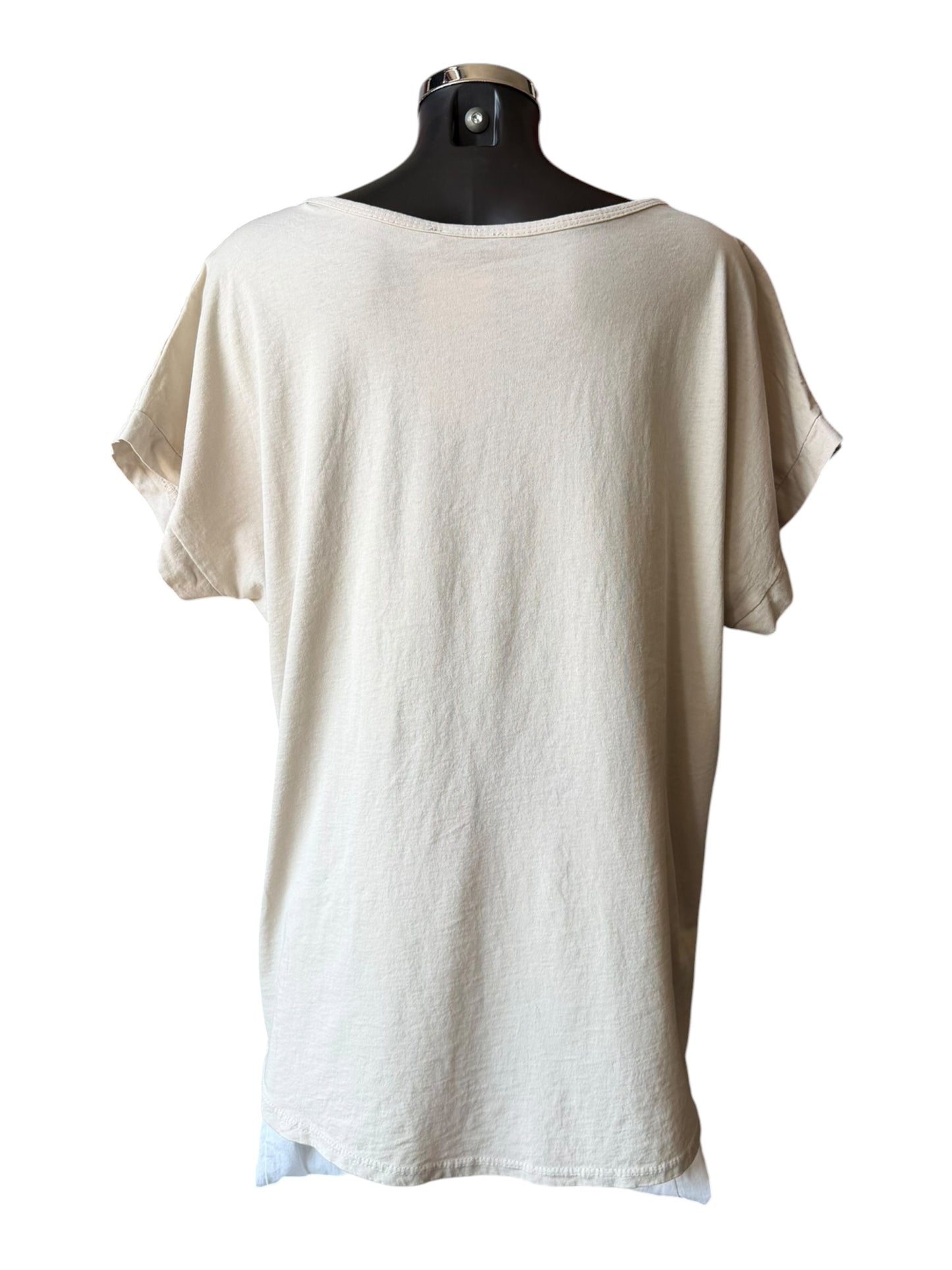 Paula linen blend short sleeve top - Beige
