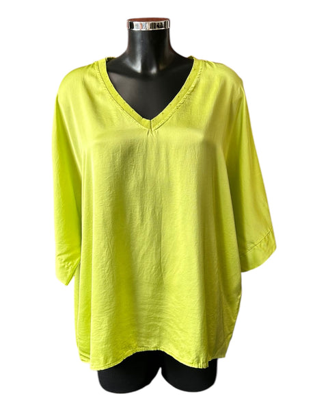 Tula silky batwing v neck top - Lime