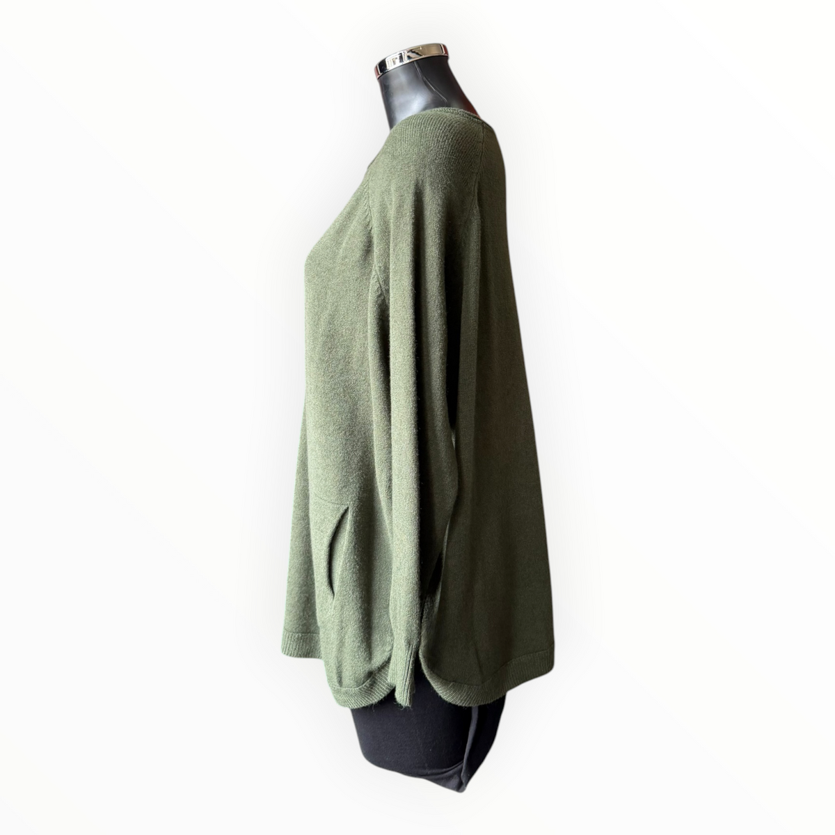 Callie button side soft knitted jumper - Khaki