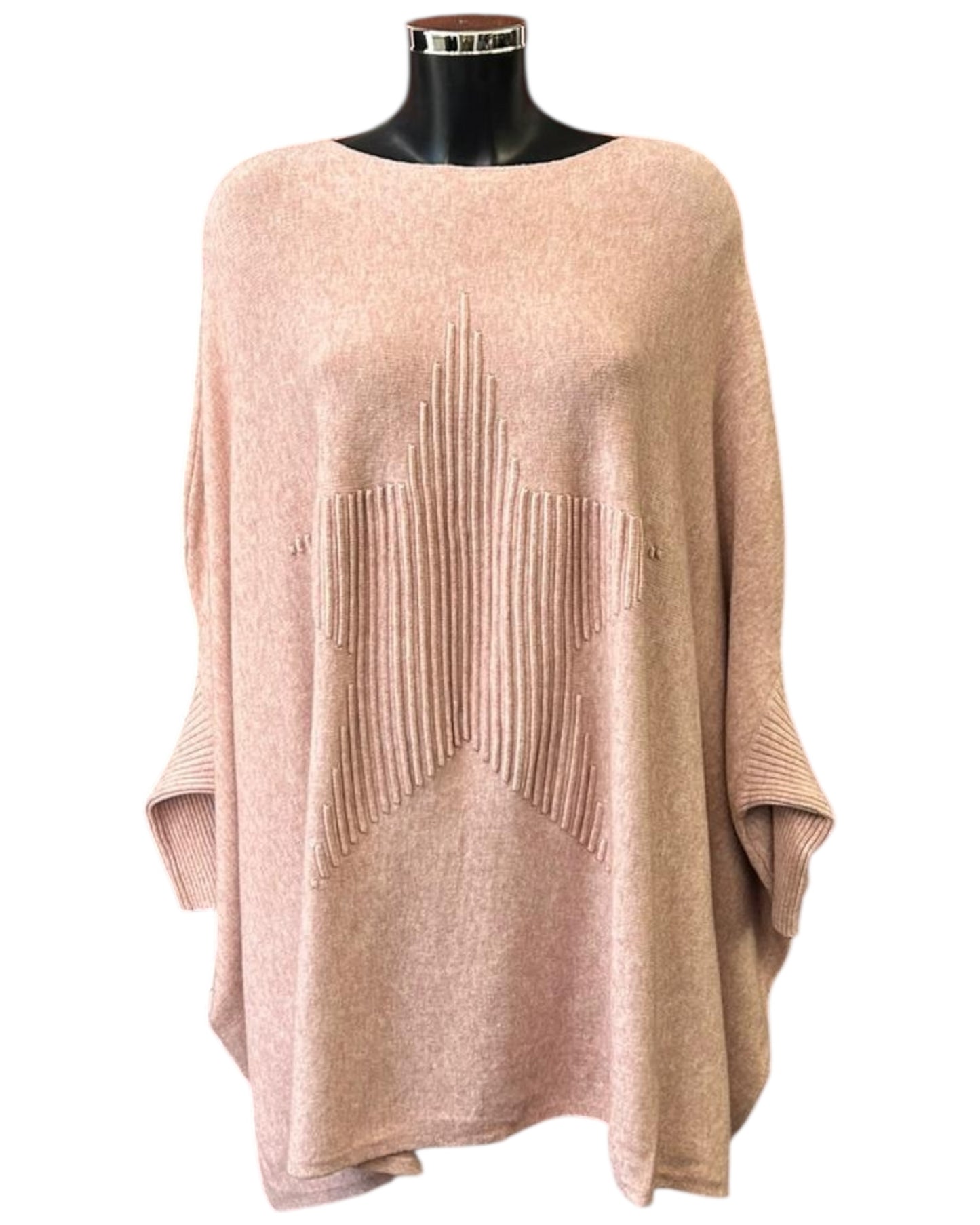 Ellena star front oversized poncho - Pink