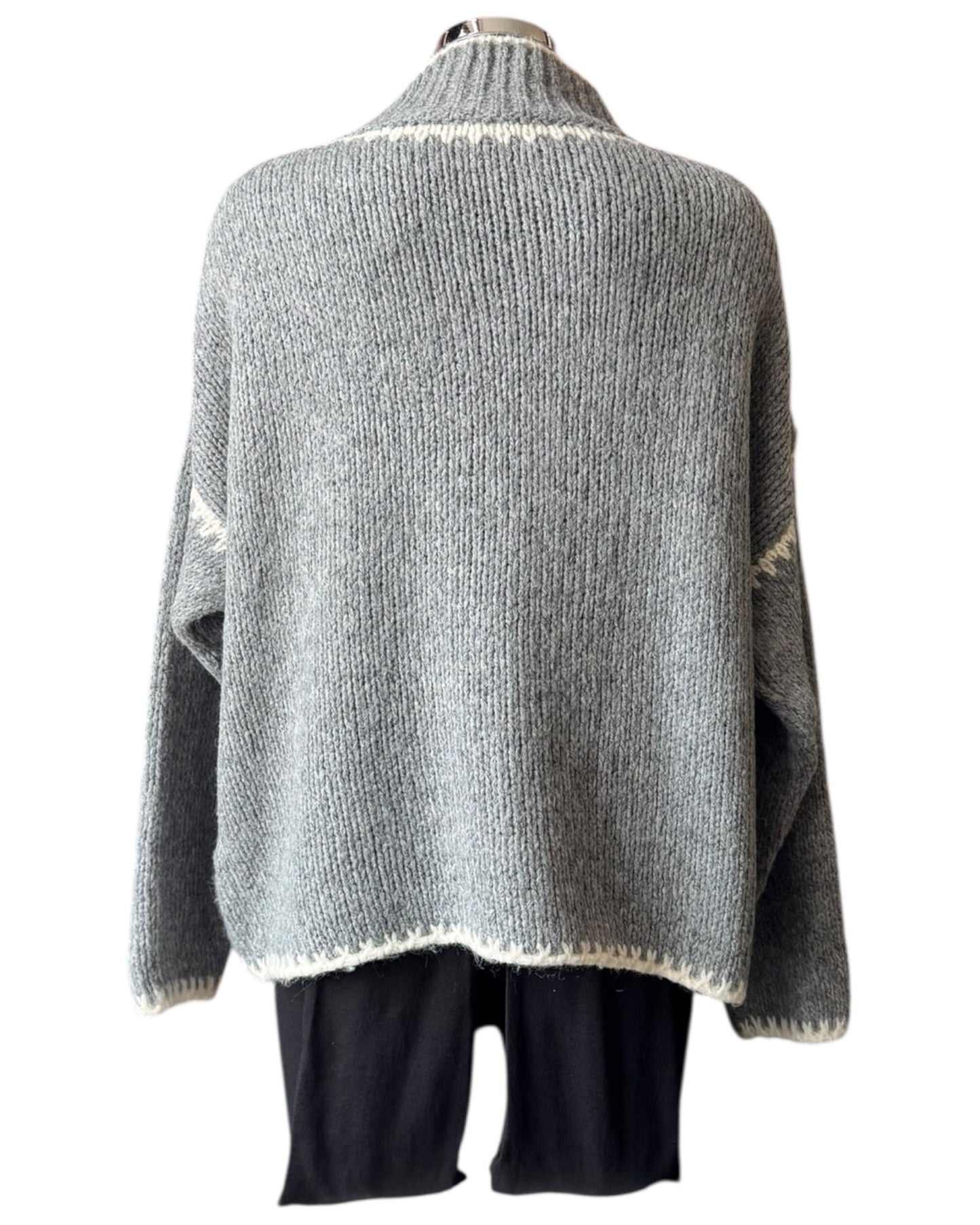 Jessie contrast stitch high neck jumper - Grey