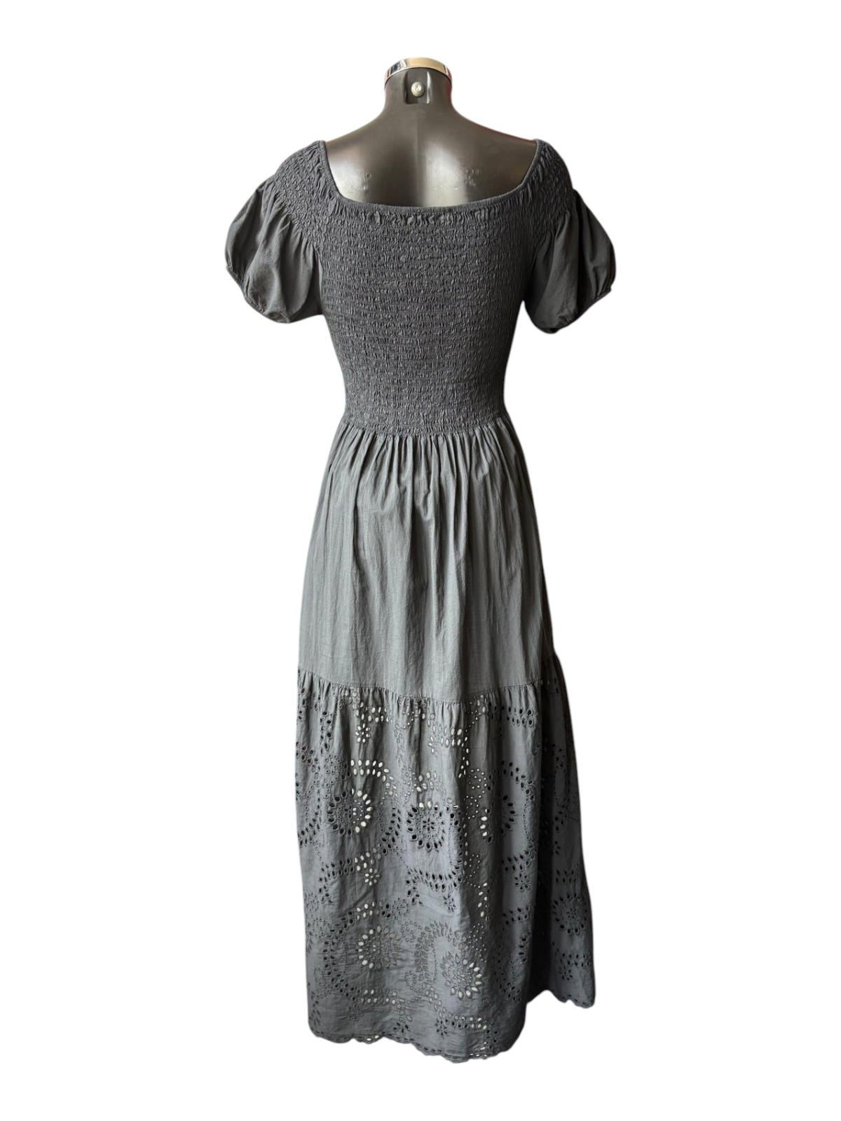 Dolly rouched top cutwork maxi dress - Black