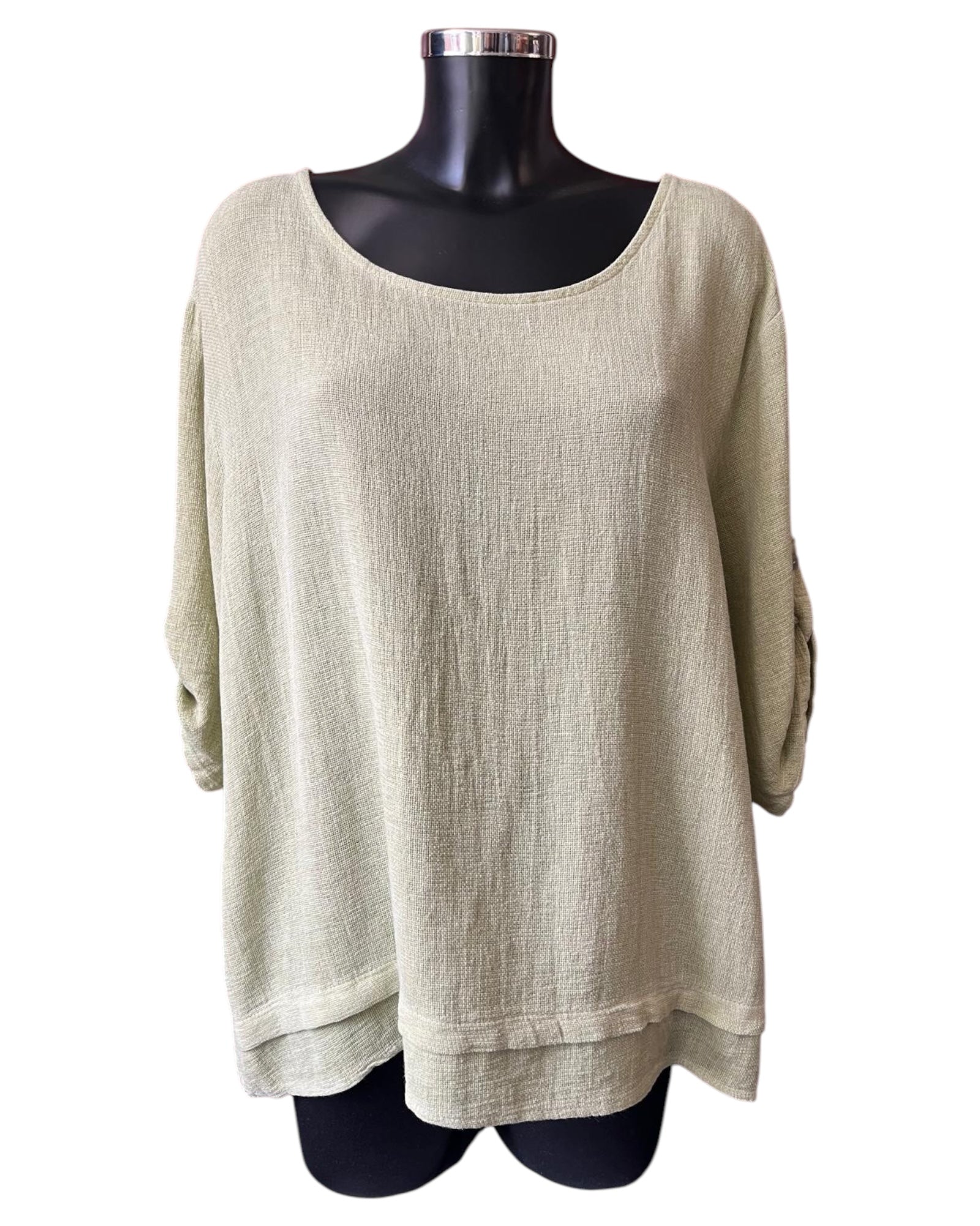 Casey range half sleeve tunic top - Lime