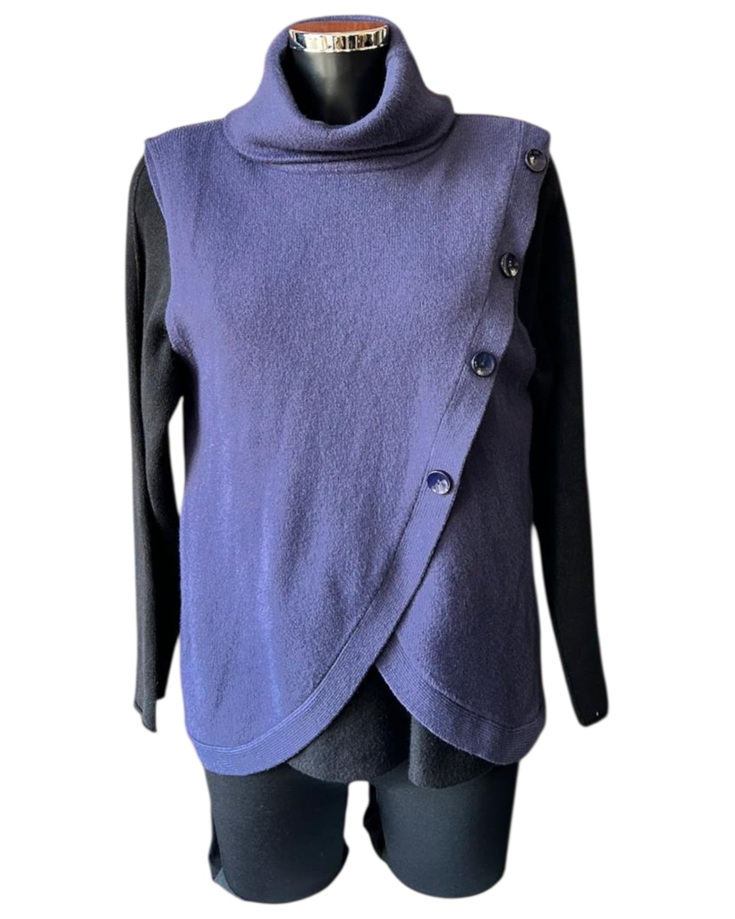 Tilly cowl neck wrap waistcoat top - Navy