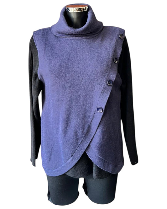 Tilly cowl neck wrap waistcoat top - Navy