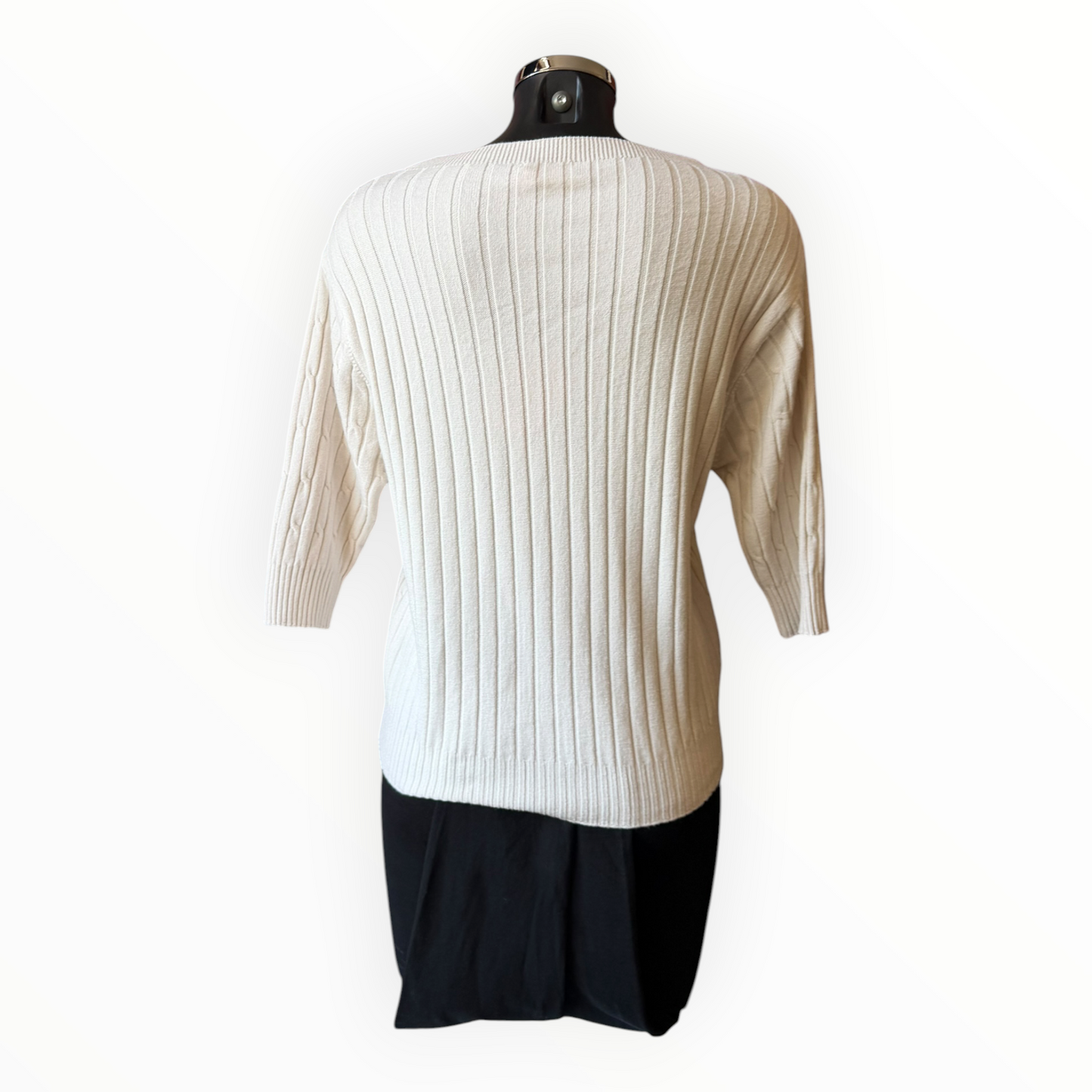 Tabby cable knit half sleeve jumper - Cream