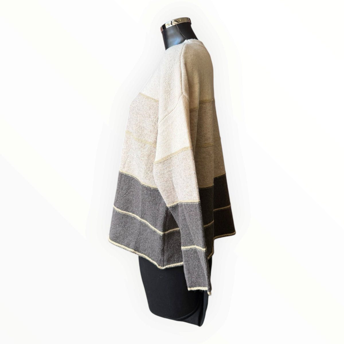 Michelle broad colour block jumper - brown mix