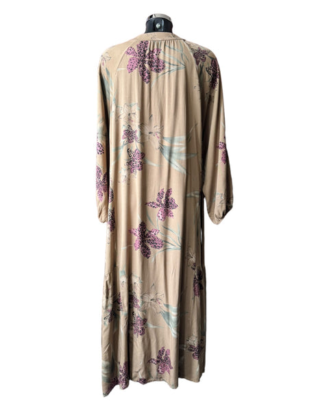 Margot floral oversized shirt dress - Caramel