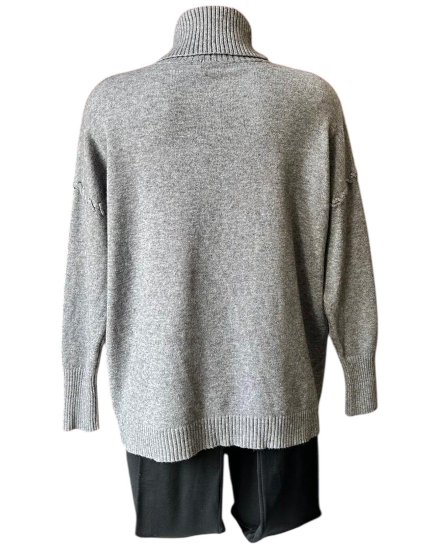 Violet blanket stitch roll neck jumper - Grey
