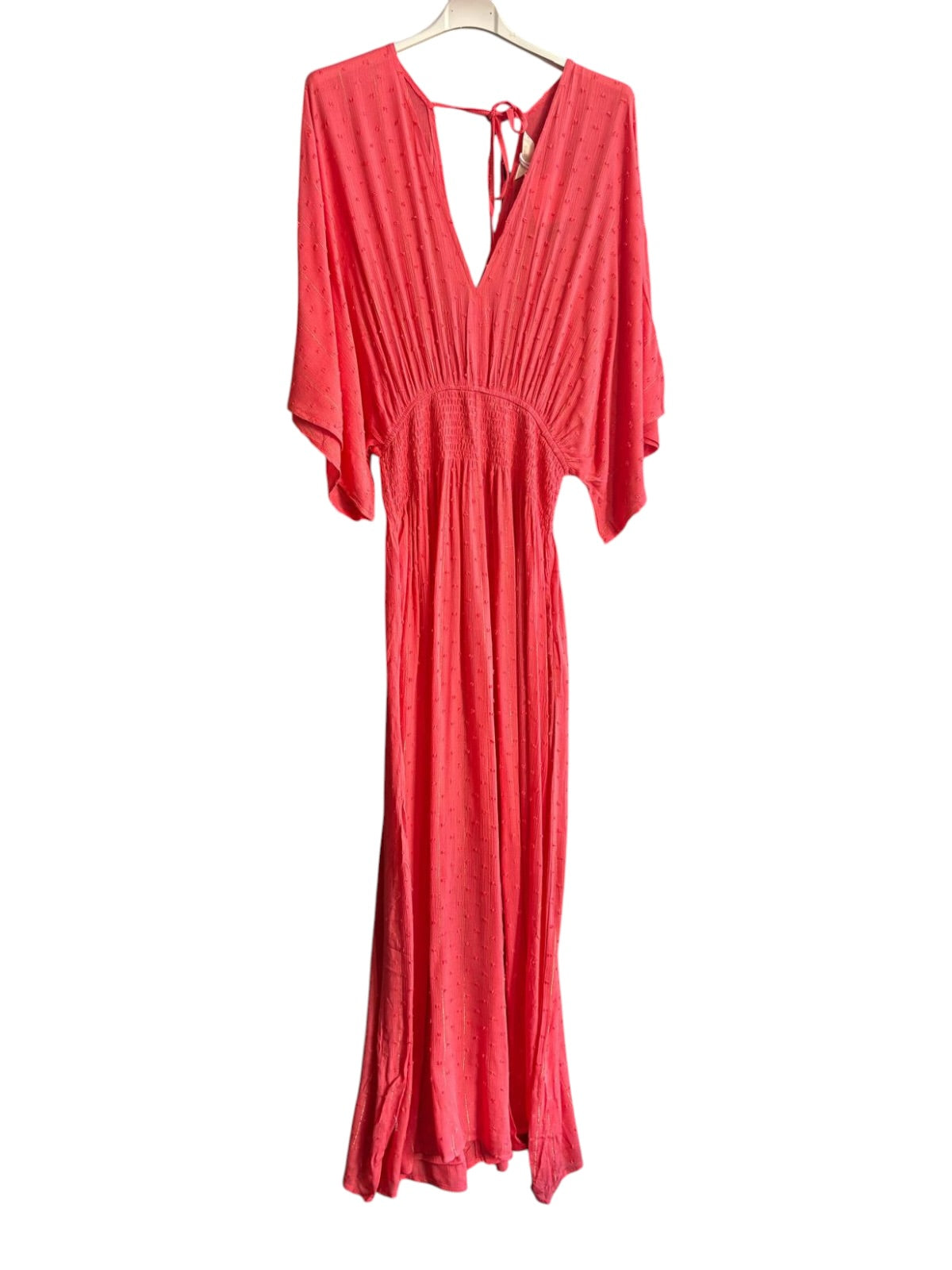 Jilly deep v jumpsuit dobby stripe - coral