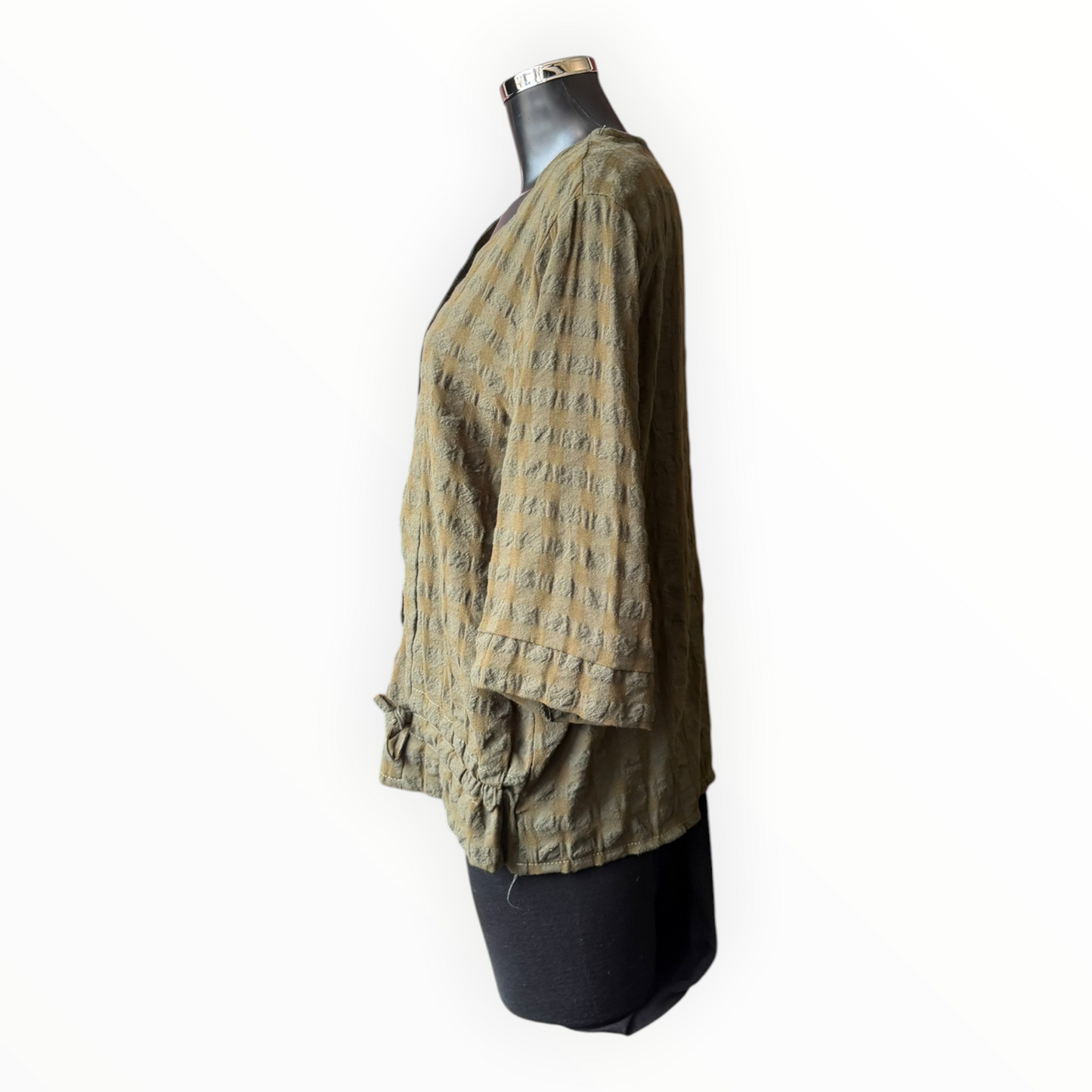 Eliza range checked jacket top - Khaki