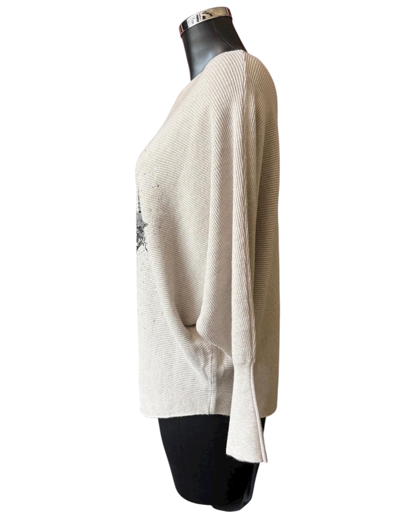 Veronica ribbed sparkle stars jumper - Cream
