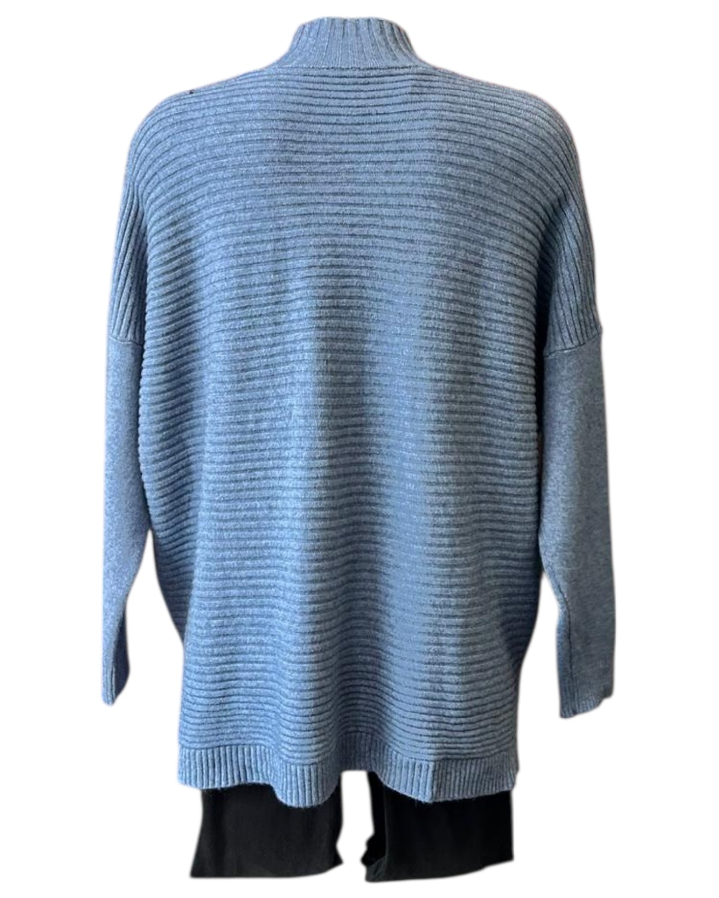 Elsie high neck button shoulder jumper - Denim