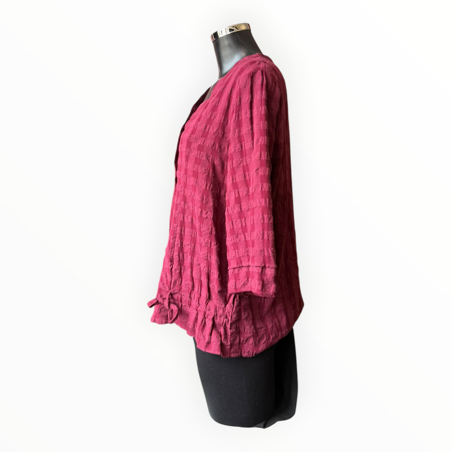 Eliza range checked jacket top - Wine